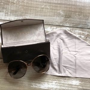 Gucci oversized gold round sunglasses